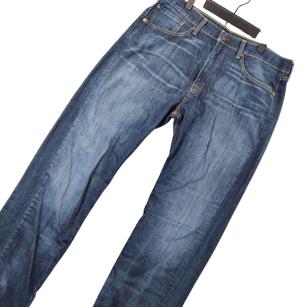 Levi's 505 Regular Fit Jeans Men 36x34 Blue Dark Wash Straight Leg Denim